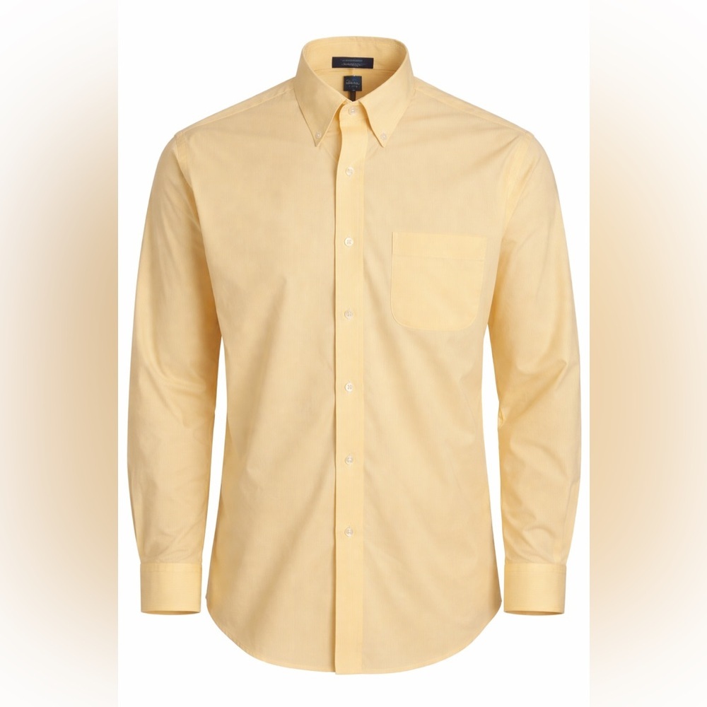 Paul Fredrick Yellow Micro Check Cotton Dress Shirt Button Down 16 33 Office